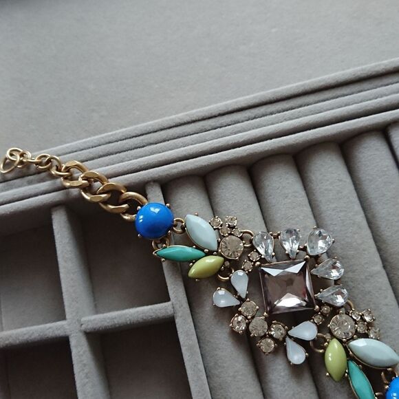 J. Crew Rhinestone blue/ green statement Bracelet - Picture 3 of 11